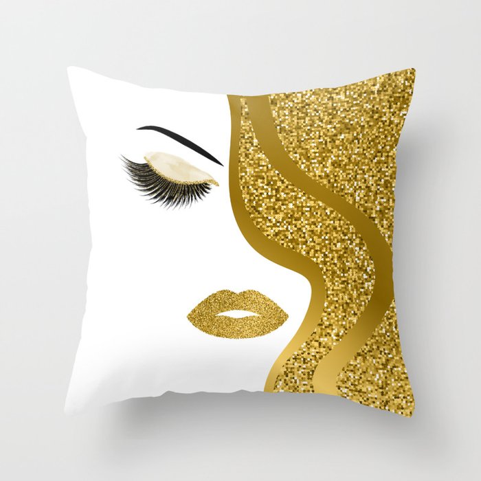 Gold gitte woman Throw Pillow
