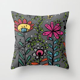 Weird and wonderful (Garden) - fun floral design, nature, flowers Throw Pillow