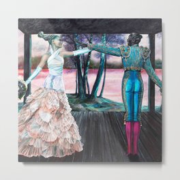 Creole Wedding in the Bayou at Sunset romantic landscape painting by Retrogue Metal Print