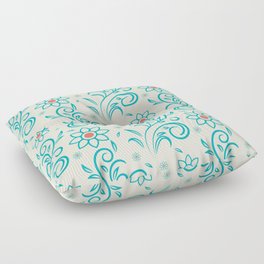 Duotone floral pattern_Cornsilk Floor Pillow