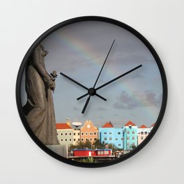 Rainbow over Willemstad Curaçao Wall Clock