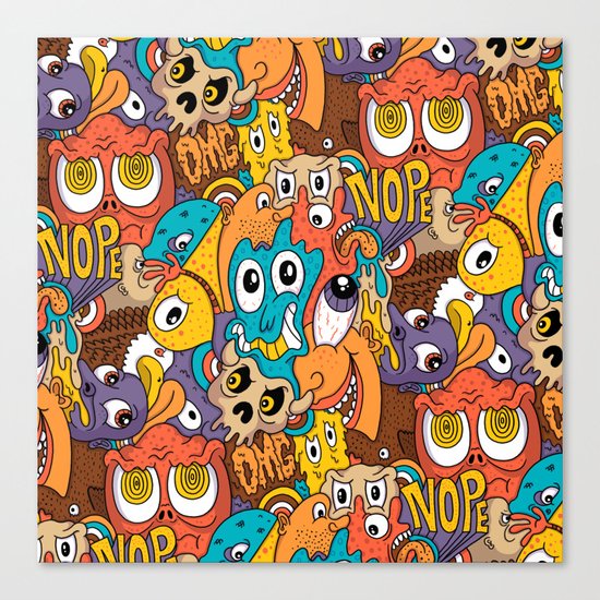 Weird Guys Pattern Canvas Print
