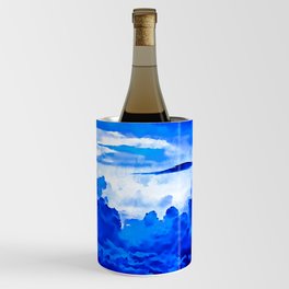 cloudy sky blue turquoise splatter watercolor Wine Chiller