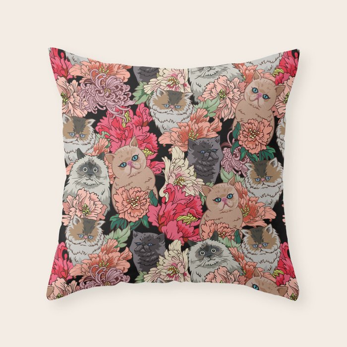 Because Cats Throw Pillow by Huebucket Society6