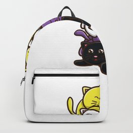Non-binary Kawaii Cat Pile For Non-Binary Backpack | Graphicdesign, Animal, Cartoon, Vintage, Funny, Music, Humour, Anime, Gamer, Retro 