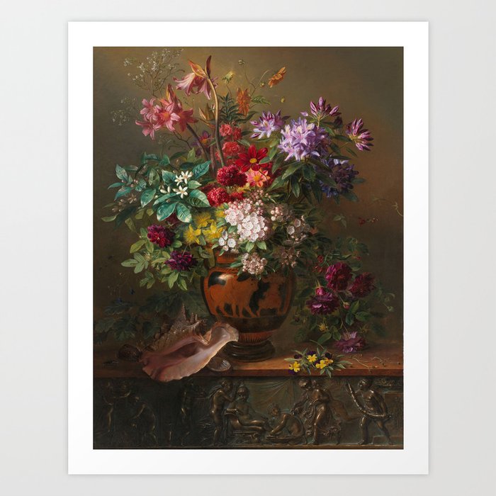 Georgius Jacobus Johannes van Os - Still life with flowers in a Greek vase - 1817 Art Print