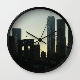 New York City Skyline at Dusk Wall Clock