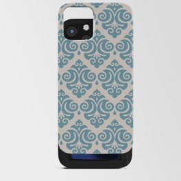 Victorian Gothic Pattern 531 Blue and Beige iPhone Card Case