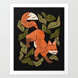 Fox In The Brush Art Print