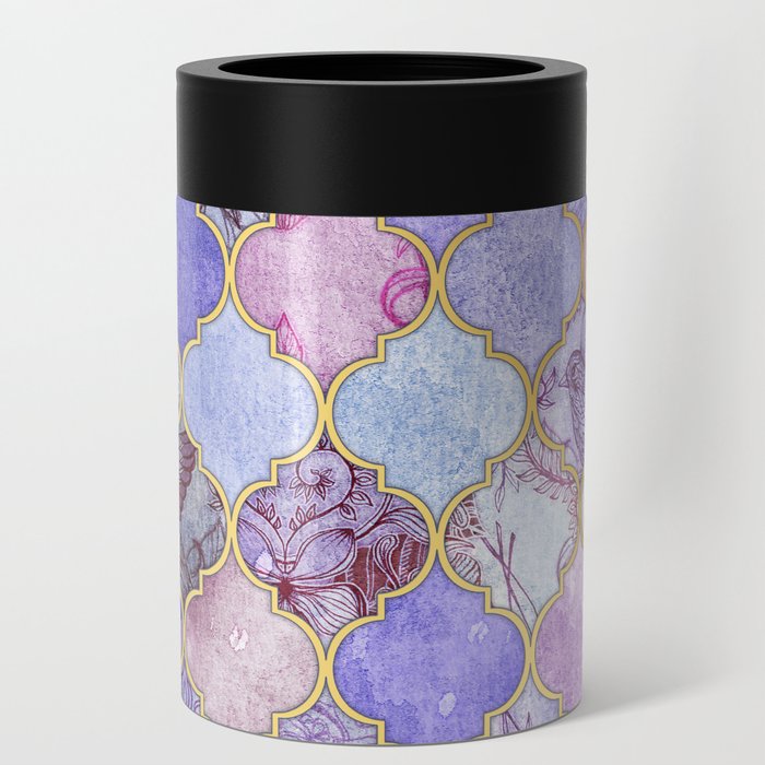 Royal Purple, Mauve & Indigo Decorative Moroccan Tile Pattern Can Cooler