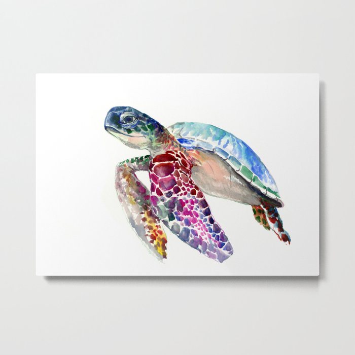 Sea Turtle Swimming Turtle Art Purple Blue Design Animal Art
