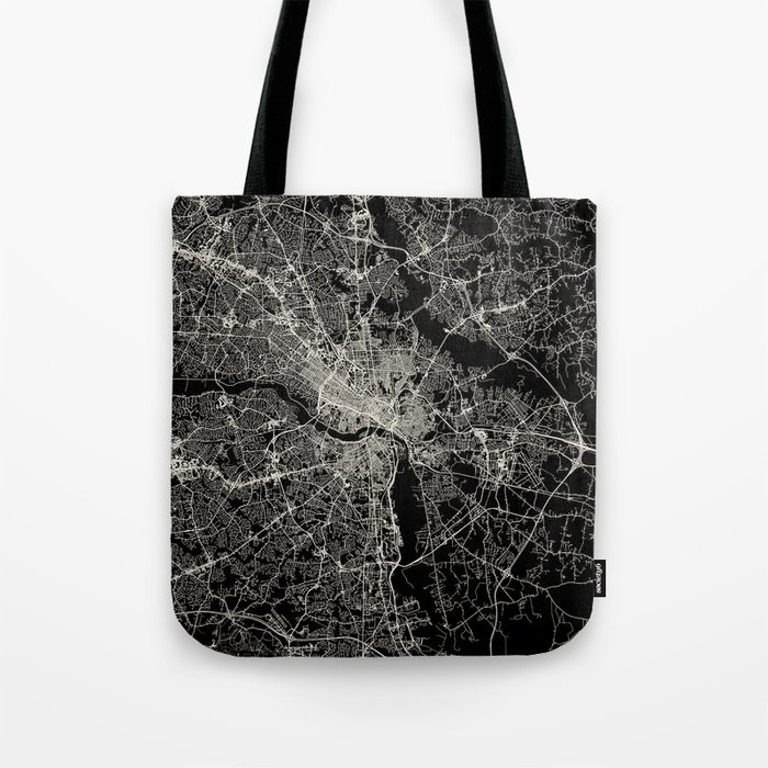 Richmond USA. Black and White City Map Tote Bag