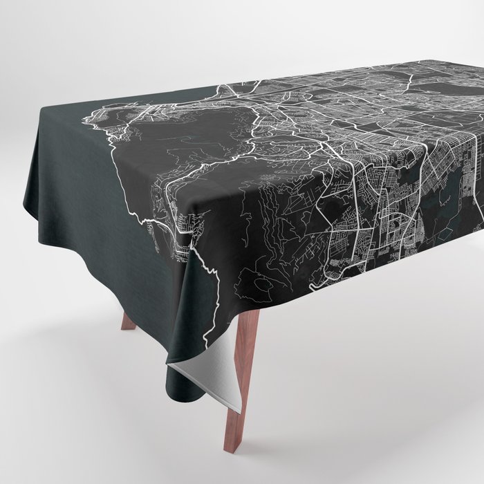 Cape Town City Map of South Africa Dark Tablecloth by deMAP Studio