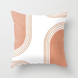 Mid Century Modern 4 - Geometrical Abstract - Minimal Print - Terracotta Abstract - Burnt Sienna Throw Pillow