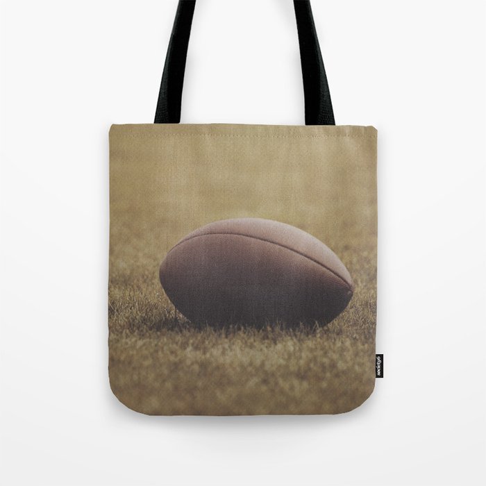 Football Resting in Grassy Turf Aged Effect Tote Bag
