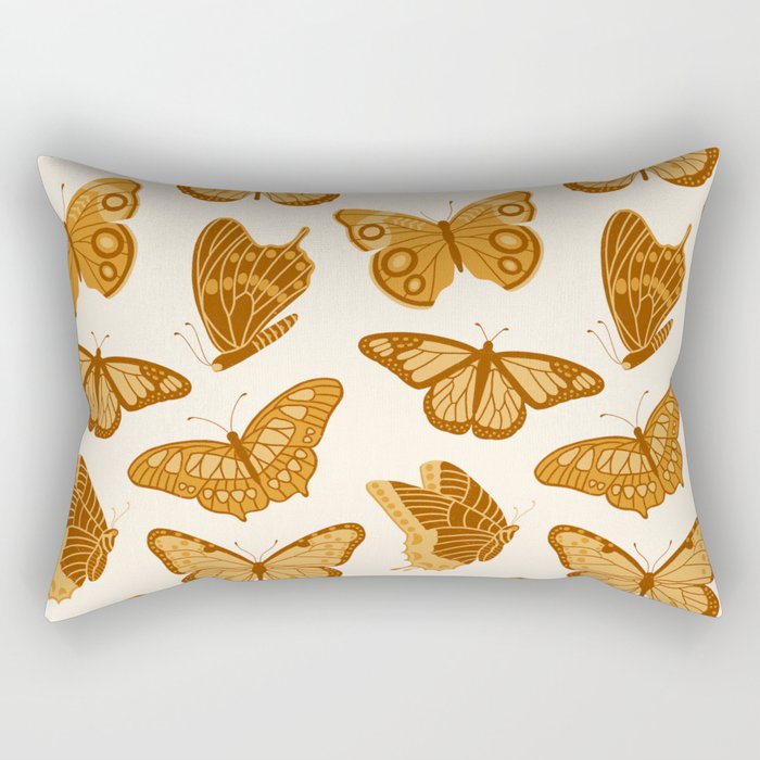 Texas Butterflies – Golden Yellow Pattern Rectangular Pillow