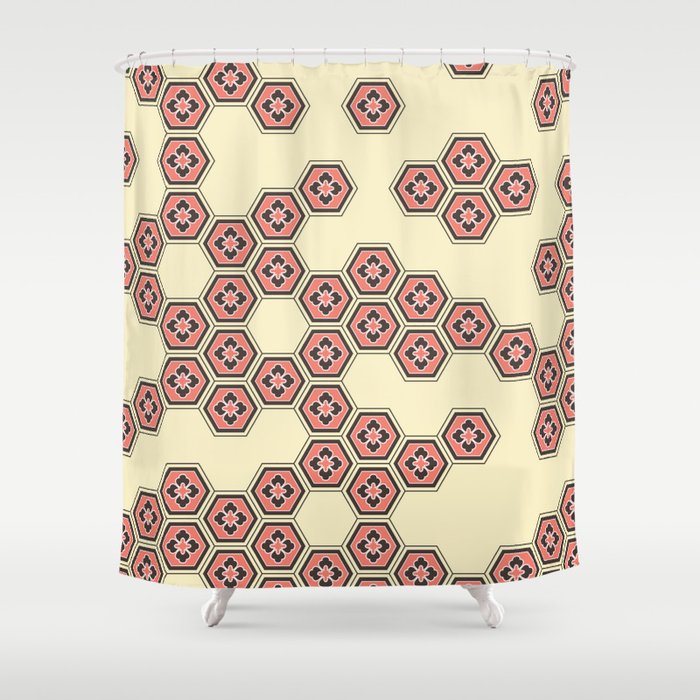 Brown Hexagonal Pattern Shower Curtain