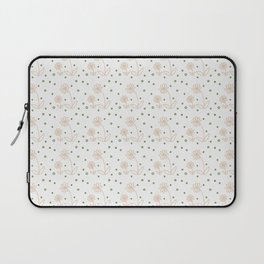 Daisies and Dots 2 - White, Sand and Palm Green Laptop Sleeve