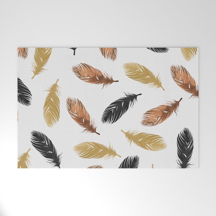 Feathers Welcome Mat By Paperpixelprints Society6