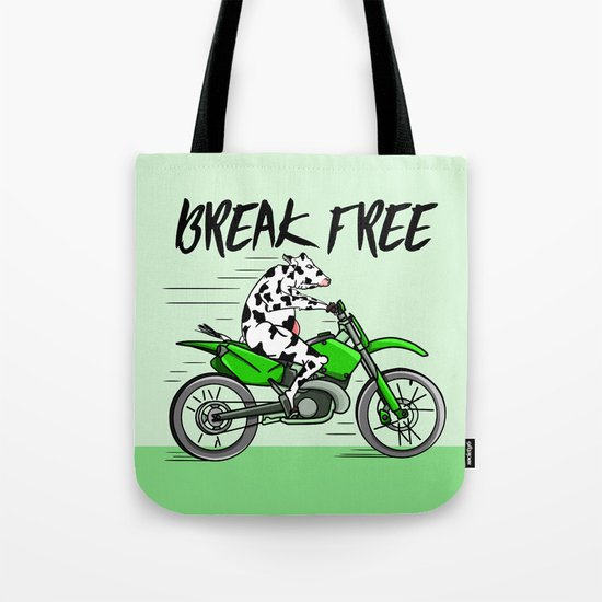 Cow riding a motorbike Tote Bag
