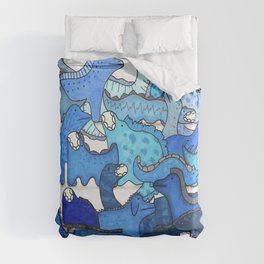 Blue Dinosaur Gradient Duvet Cover