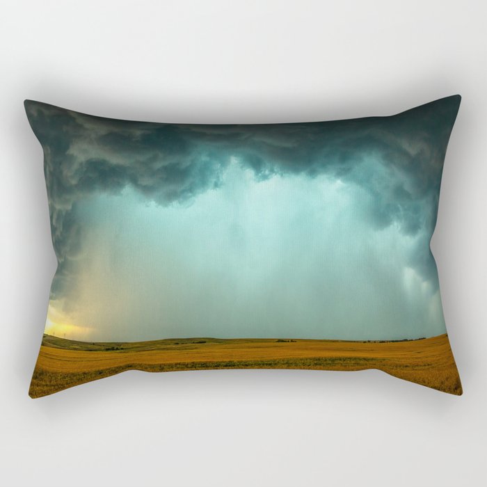 Open the Heavens - Panoramic Storm with Teal Hue in Northern Oklahoma Rectangular Pillow