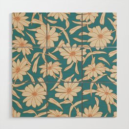 Charismatic Floral on Teal Wood Wall Art