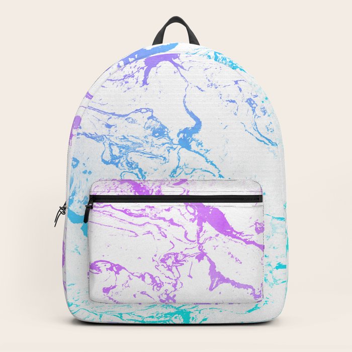 purple and white backpack