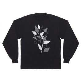 Leaves Pattern Black Long Sleeve T-shirt