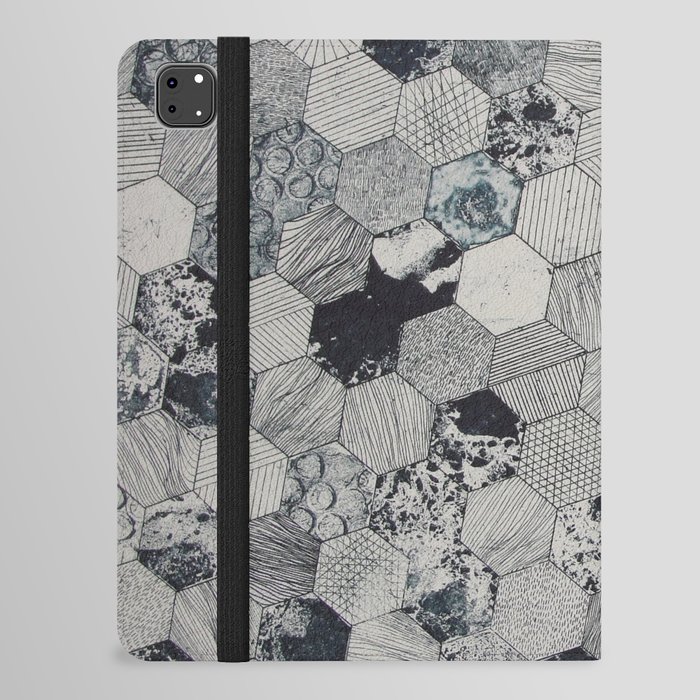 Black and White Honeycomb iPad Folio Case