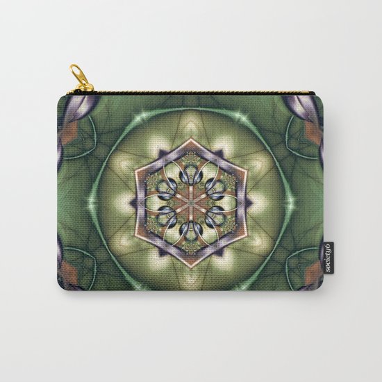 Mystery Mandala in Green Carry-All Pouch