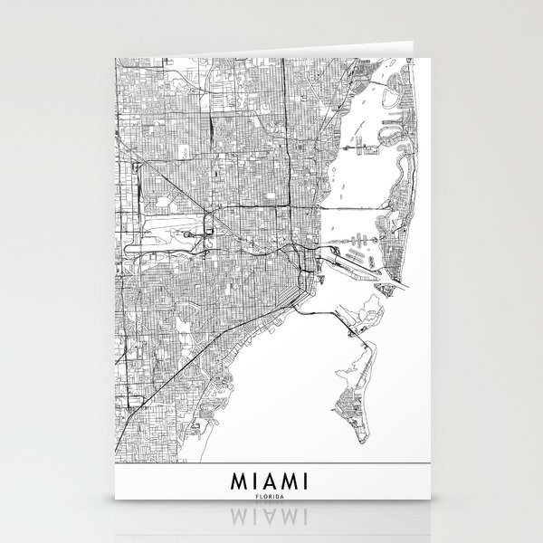 Miami White Map Stationery Cards