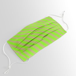 [ Thumbnail: Chartreuse and Dark Khaki Colored Lined Pattern Face Mask ]