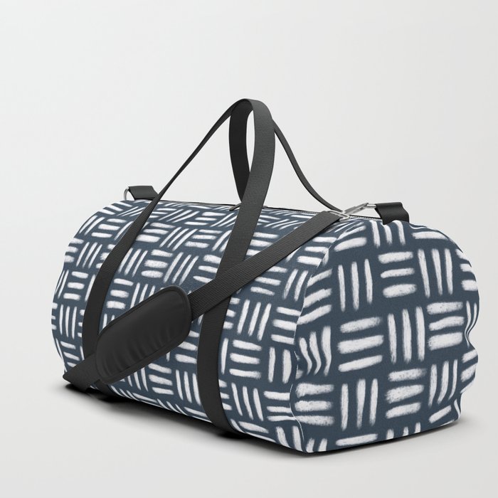 Crosshatch Pattern - Naval Blue Duffle Bag