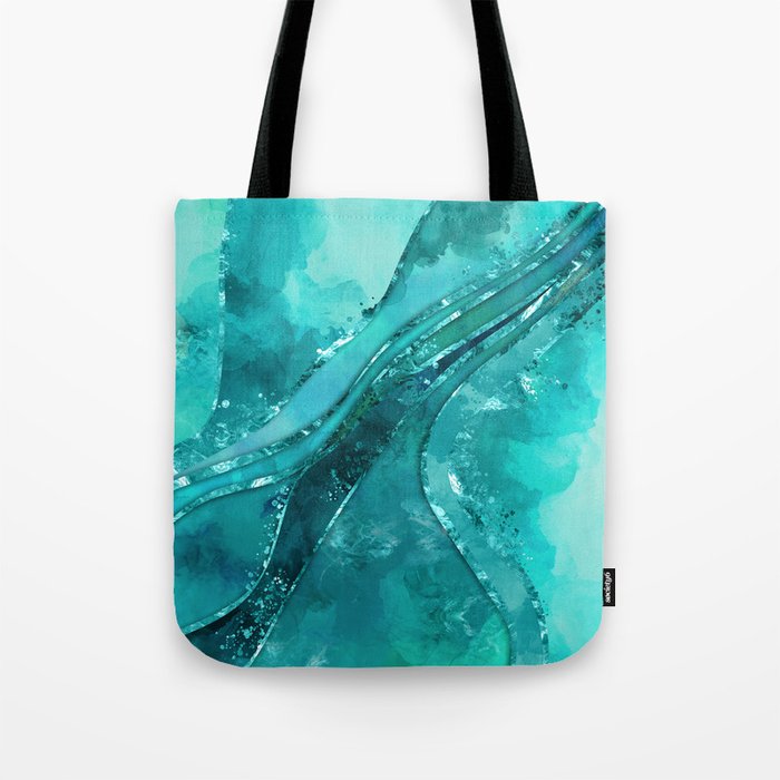 Turquoise palette Flowing Abstract Tote Bag