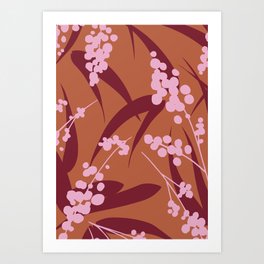 Bamboo forrest, orange, pink and burgundy  Art Print