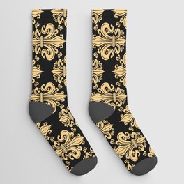 fleur de lis (gold on black) Socks
