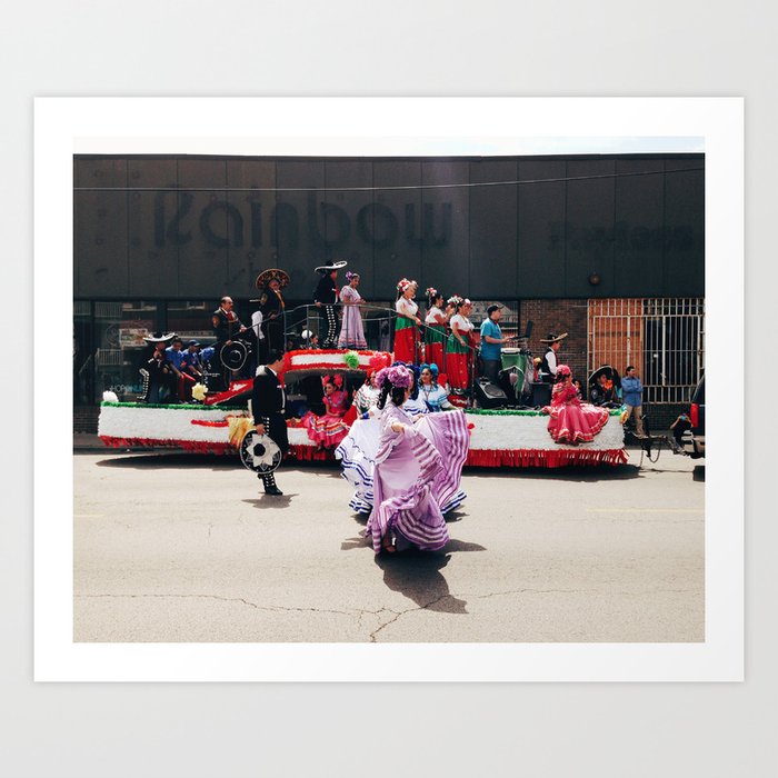 Cinco de Mayo parade float and dancers in Pilsen, Chicago Art Print by Brent Knepper | Society6