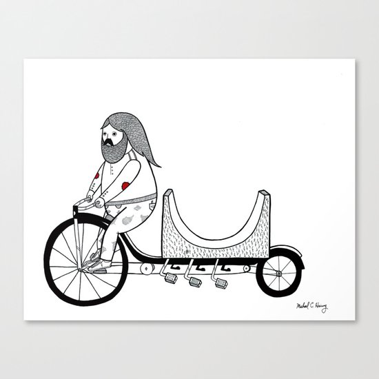Concerning the very unusual ramp re-locating four pedaled bicycle. Canvas Print