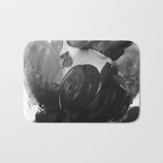 Purple Poppies in the Nighttime Dark As Rain Bath Mat