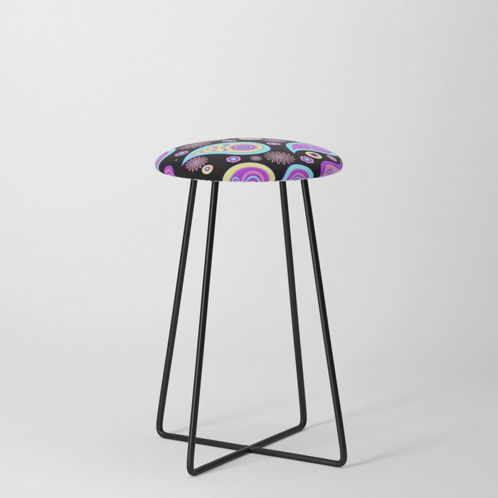 Purple and Pink Paisleys Everywhere Counter Stool
