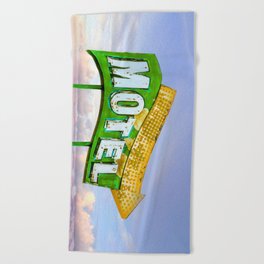 Vacation Neon - Vintage neon Sign and Dreamy Sky Beach Towel