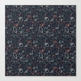 Roses and Leaves Dark Canvas Print