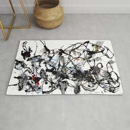 Jackson Pollock (American,1912-1956) - Number 29 (1950) - Action painting - Abstract Expressionism - Aluminum Enamel Paint, Steel, String, Beads, Glass & Pebbles - Digitally Enhanced Version - Rug