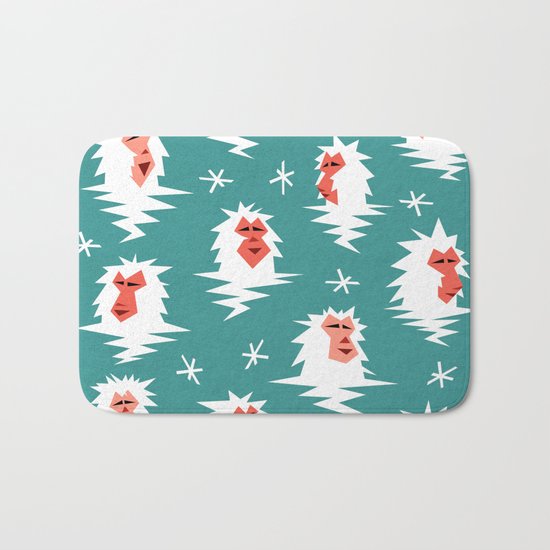 Bathing Japanese snow monkeys Bath Mat