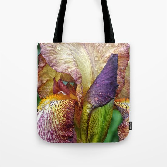 Iris With Raindrops Tote Bag