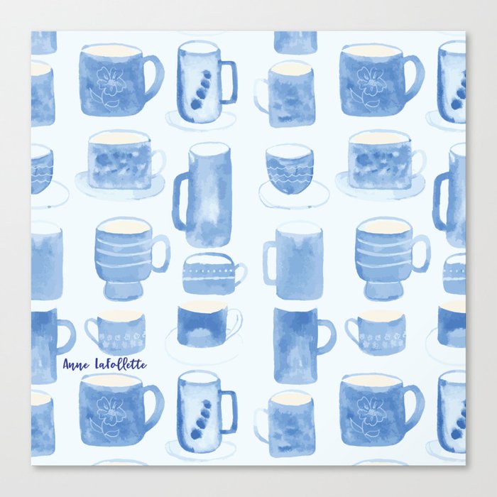 Blue coffee cups Canvas Print