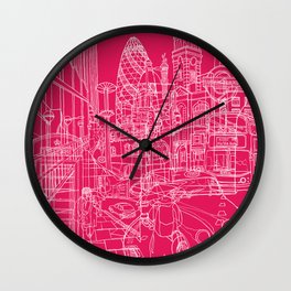 London! Hot Pink Wall Clock