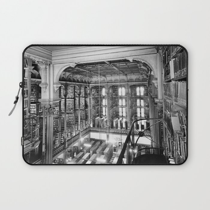 A Book Lover's Dream - Cast-iron Book Alcoves Cincinnati Library black and white photography Laptop Sleeve