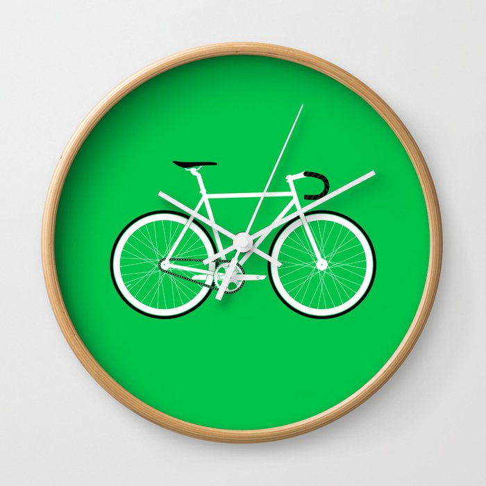 Green Fixed Gear Road Bike Wall Clock